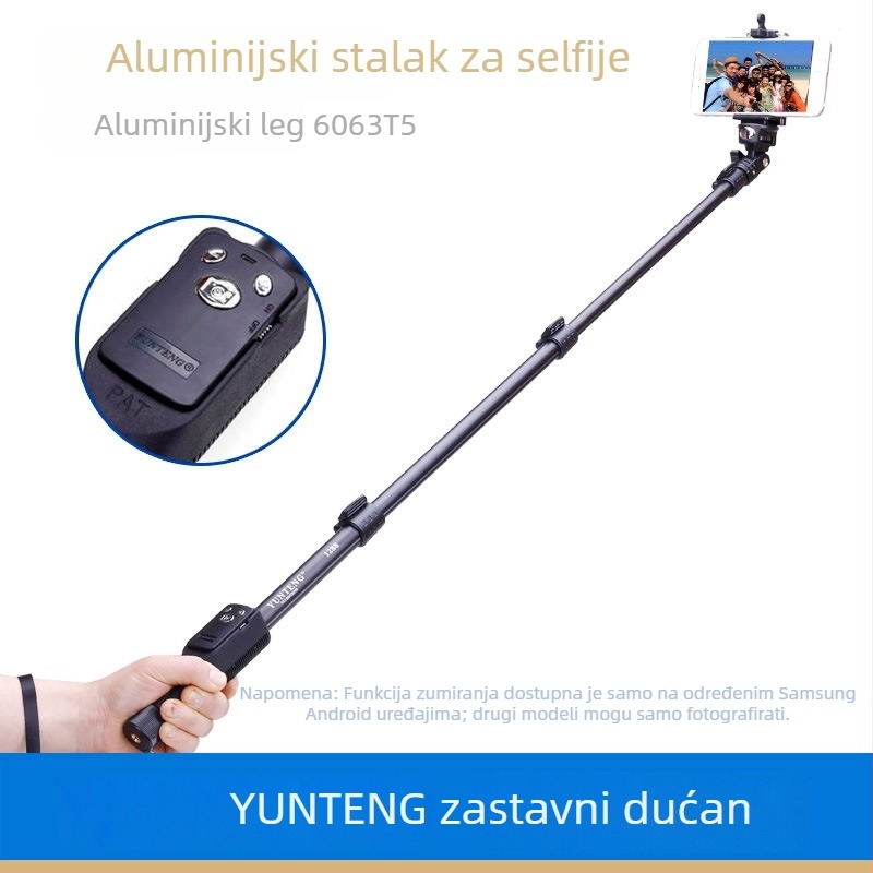 Selfie štapić s Bluetooth daljinskim upravljačem, model YT-1288, aluminijska legura, brenda Yunteng