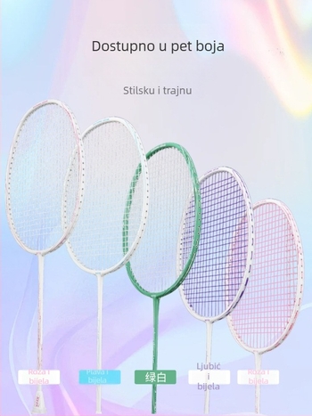 Spake Kompozitna Karbonsko-Aluminijska Raketa za Badminton — Ultra lagana, za početnike i mlade, jednoručna raketa, 90–94 g, okvir od karbonsko-aluminijske legure, umjerena tvrdoća, direktan udarac