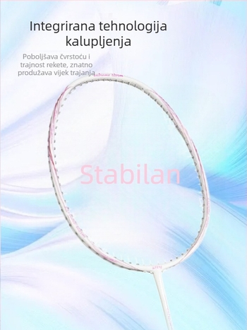 Spake Kompozitna Karbonsko-Aluminijska Raketa za Badminton — Ultra lagana, za početnike i mlade, jednoručna raketa, 90–94 g, okvir od karbonsko-aluminijske legure, umjerena tvrdoća, direktan udarac