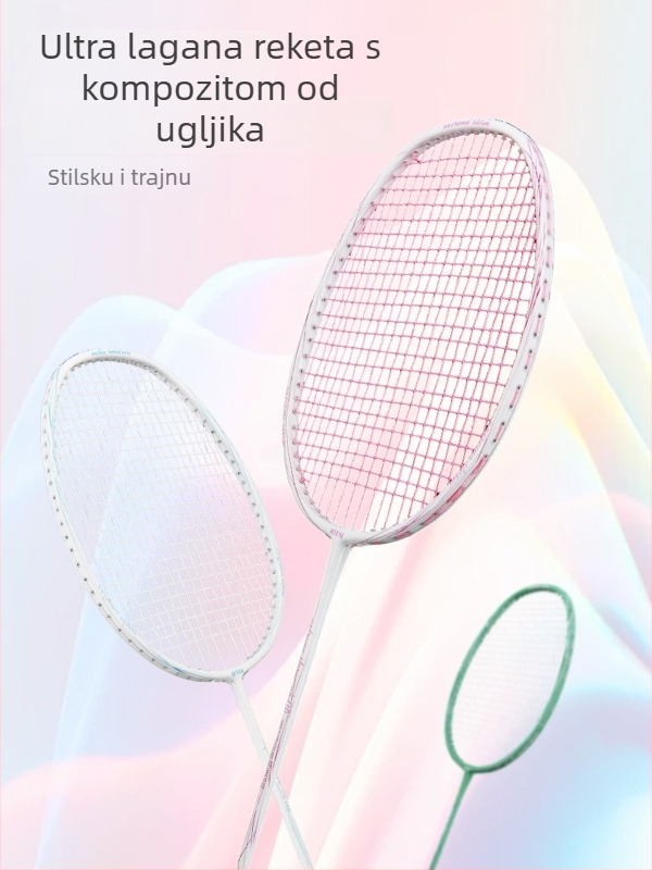 Spake Kompozitna Karbonsko-Aluminijska Raketa za Badminton — Ultra lagana, za početnike i mlade, jednoručna raketa, 90–94 g, okvir od karbonsko-aluminijske legure, umjerena tvrdoća, direktan udarac
