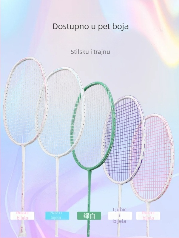 Spake Kompozitna Karbonsko-Aluminijska Raketa za Badminton — Ultra lagana, za početnike i mlade, jednoručna raketa, 90–94 g, okvir od karbonsko-aluminijske legure, umjerena tvrdoća, direktan udarac