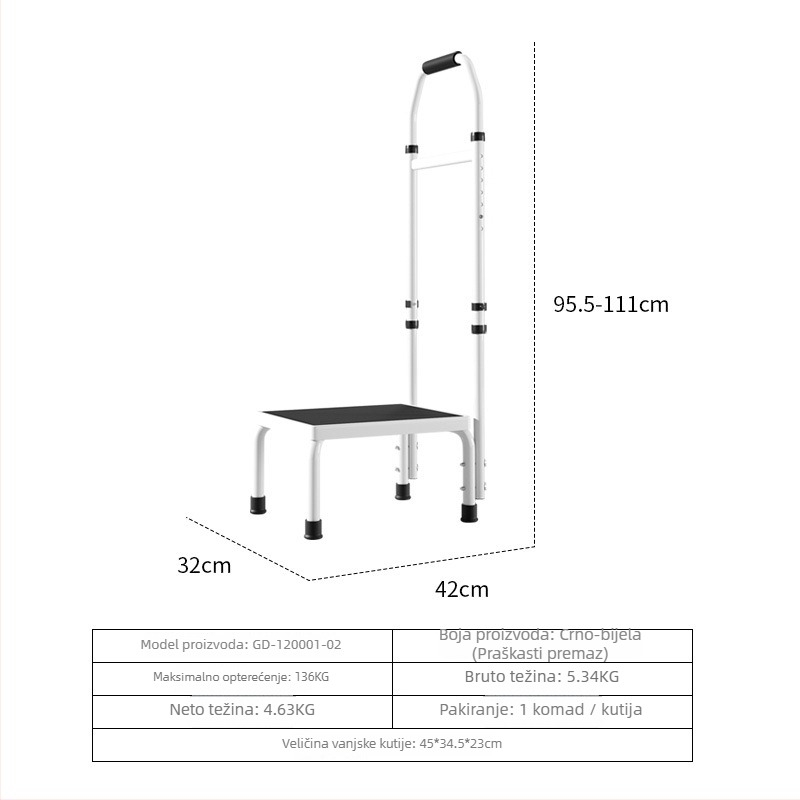 Stolica za stopala, metalna pločasta konstrukcija, modern stil, model LQX120001, HEPO/Good Step, prilagodljivo