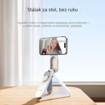 TELESIN Univerzalni magnetski selfie štapić za telefon s MagSafe brzim otpuštanjem i stolnim tripodom — Materijal: nehrđajući čelik; Uključuje daljinski upravljač; Bluetooth: Da; Namjena: Selfie; Model: P1-TSS-006