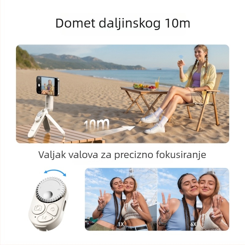 TELESIN Univerzalni magnetski selfie štapić za telefon s MagSafe brzim otpuštanjem i stolnim tripodom — Materijal: nehrđajući čelik; Uključuje daljinski upravljač; Bluetooth: Da; Namjena: Selfie; Model: P1-TSS-006