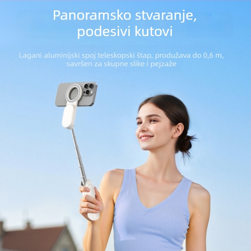 TELESIN Univerzalni magnetski selfie štapić za telefon s MagSafe brzim otpuštanjem i stolnim tripodom — Materijal: nehrđajući čelik; Uključuje daljinski upravljač; Bluetooth: Da; Namjena: Selfie; Model: P1-TSS-006