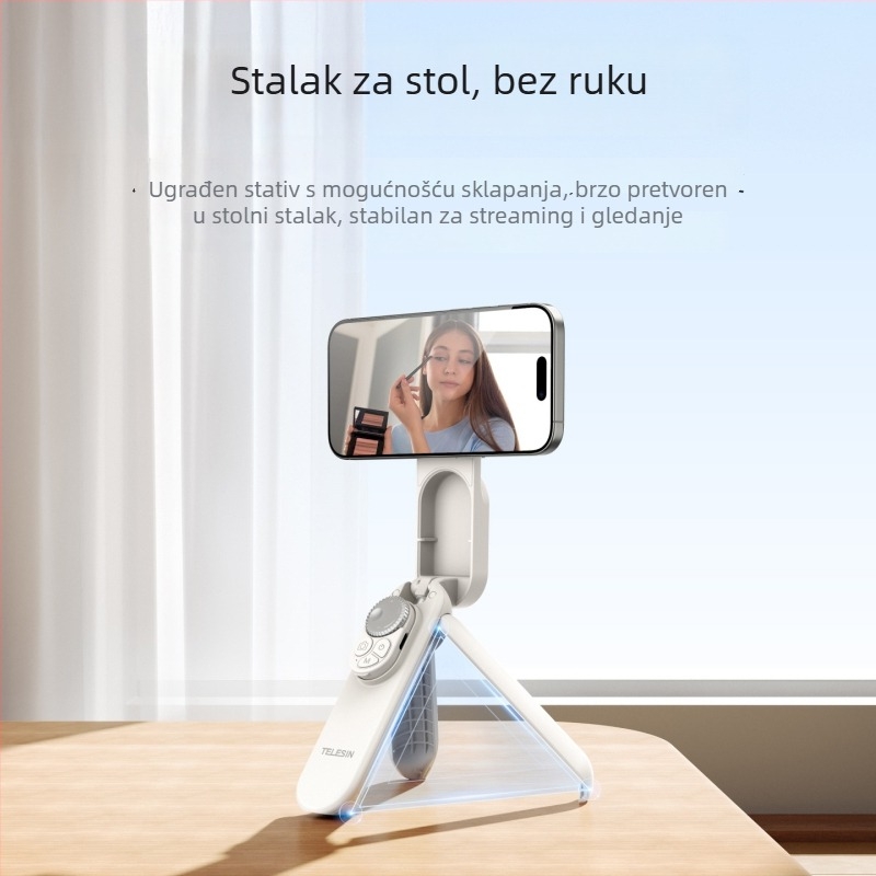 TELESIN Univerzalni magnetski selfie štapić za telefon s MagSafe brzim otpuštanjem i stolnim tripodom — Materijal: nehrđajući čelik; Uključuje daljinski upravljač; Bluetooth: Da; Namjena: Selfie; Model: P1-TSS-006