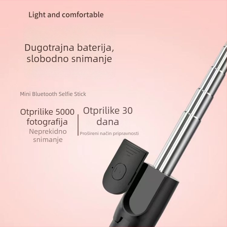 HUWAIJ Telefonski selfie tripod s Bluetooth daljinskim upravljačem, osvjetljenje za dopunu i plastični univerzalni dizajn