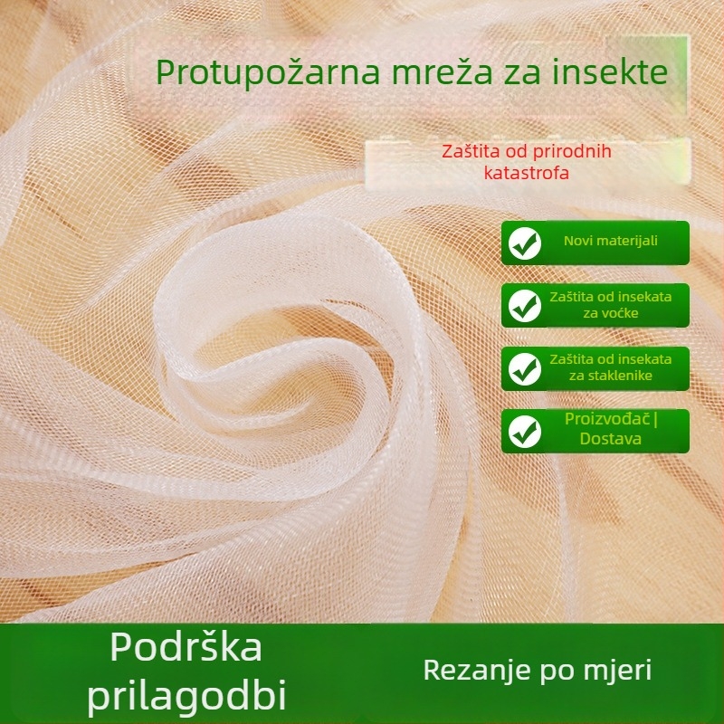Mreža protiv insekata za plastenik za povrće i voće, polietilen, 80 mreža, otvor 10-100, promjer žice 10-17, vijek trajanja 2-5 godina