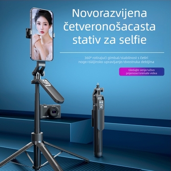A14 Bluetooth Selfie Stik za Mobitel s Aluminijskim Tijelom, Pop-Up Četiri Noga Tripod, Stabilizacija Protiv Drhtaja i 360° Rotacija
