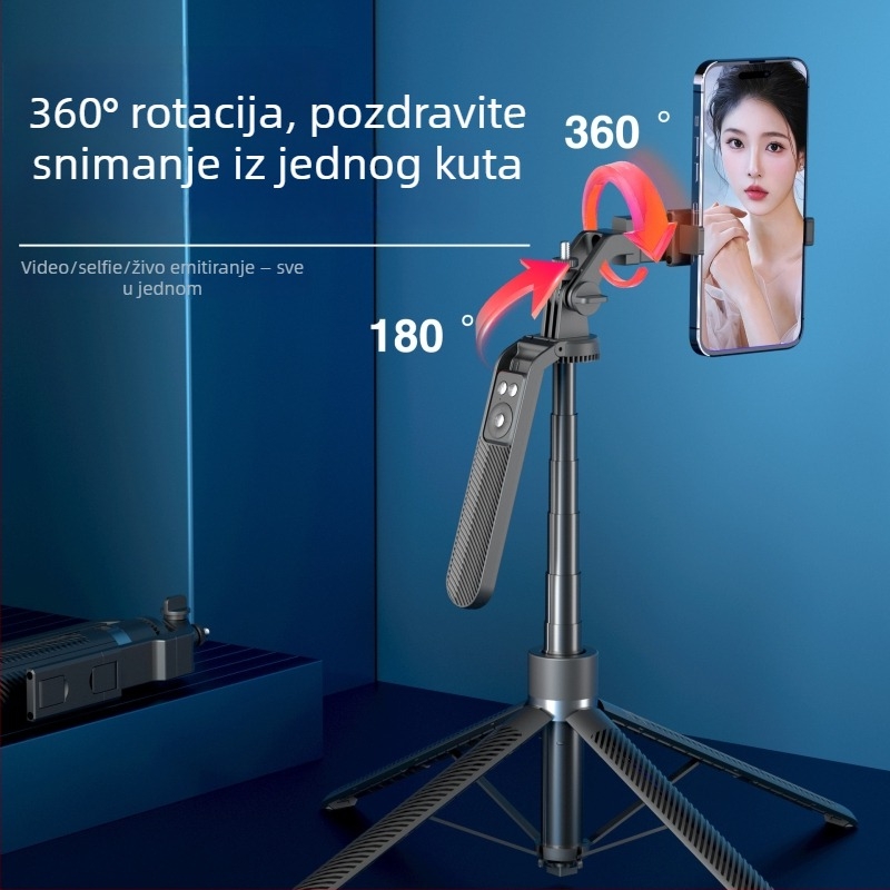A14 Bluetooth Selfie Stik za Mobitel s Aluminijskim Tijelom, Pop-Up Četiri Noga Tripod, Stabilizacija Protiv Drhtaja i 360° Rotacija