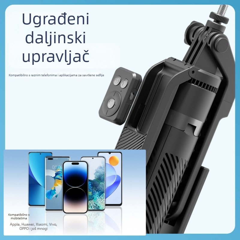 A14 Bluetooth Selfie Stik za Mobitel s Aluminijskim Tijelom, Pop-Up Četiri Noga Tripod, Stabilizacija Protiv Drhtaja i 360° Rotacija