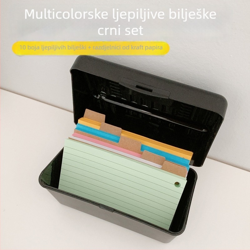 Set kartica za indeksiranje i bilježnice s kutijom za pohranu – Ljepljivo, Papir blok, IP dopuštenje: Ne
