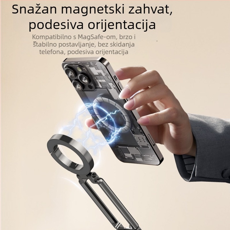 Dvostrani magnetski držač za telefon sa stativom, aluminijska legura, univerzalno, protiv vibracija, za stolnu i vanjsku upotrebu