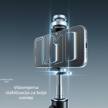 Selfie štap X7 s Bluetooth daljinskim upravljačem, LED rasvjetom, stabilizacijom slike, aluminijska legura, univerzalno