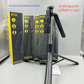 R16 Bluetooth selfie štap s ručnim stabilizatorom i podijum-stativom za pod – tijelo od lijevnog metala, uključen daljinski upravljač