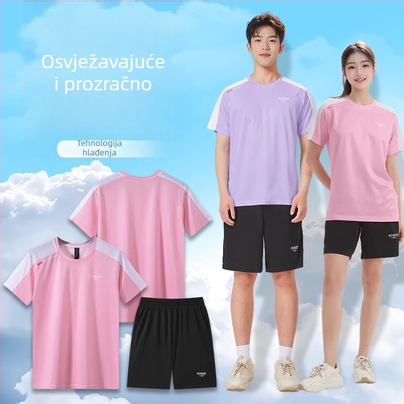 Set za trčanje na otvorenom: Ice Silk brzo‑sušeća majica, oprema za trening bicikliranja, unisex fitness odjeća