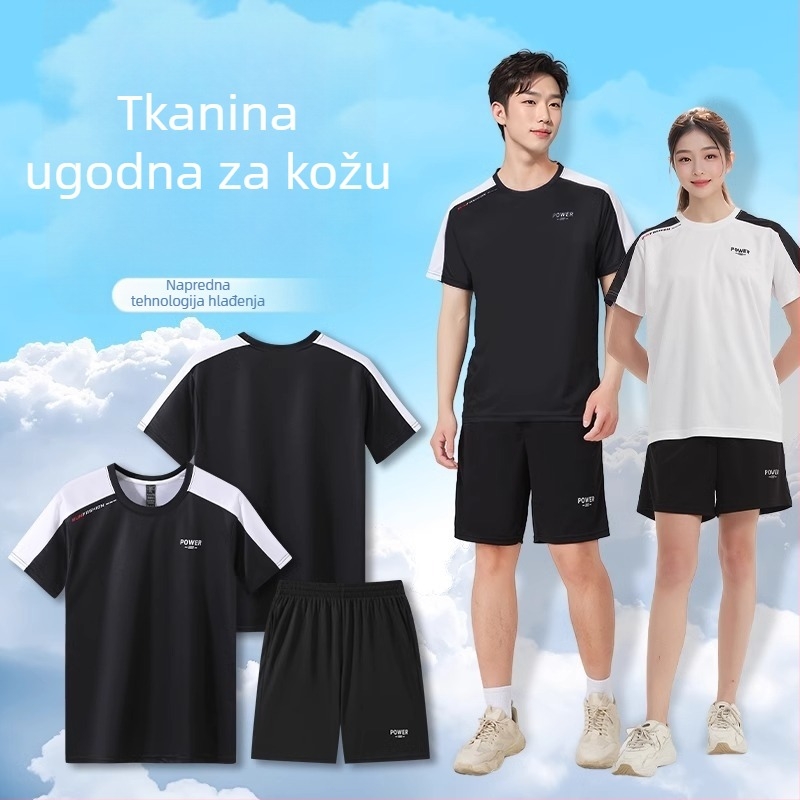 Set za trčanje na otvorenom: Ice Silk brzo‑sušeća majica, oprema za trening bicikliranja, unisex fitness odjeća