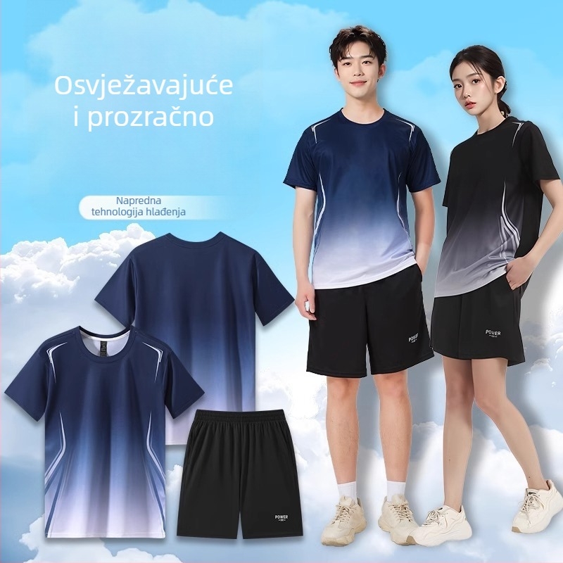 Set za trčanje na otvorenom: Ice Silk brzo‑sušeća majica, oprema za trening bicikliranja, unisex fitness odjeća