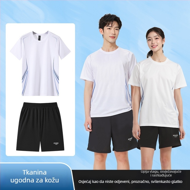 Set za trčanje na otvorenom: Ice Silk brzo‑sušeća majica, oprema za trening bicikliranja, unisex fitness odjeća
