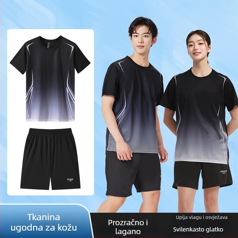 Set za trčanje na otvorenom: Ice Silk brzo‑sušeća majica, oprema za trening bicikliranja, unisex fitness odjeća