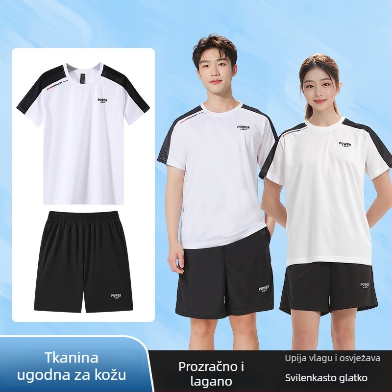 Set za trčanje na otvorenom: Ice Silk brzo‑sušeća majica, oprema za trening bicikliranja, unisex fitness odjeća