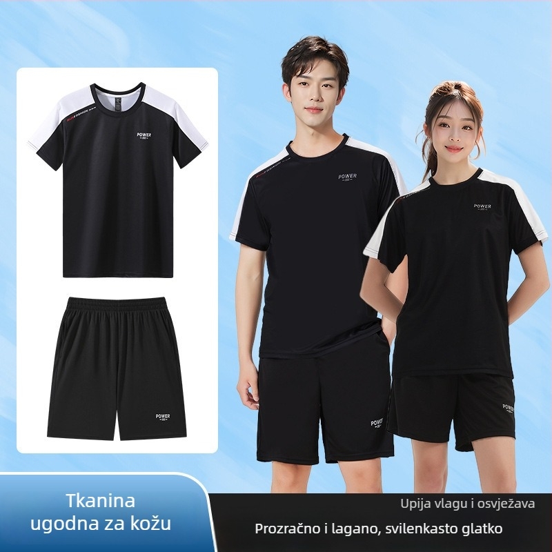 Set za trčanje na otvorenom: Ice Silk brzo‑sušeća majica, oprema za trening bicikliranja, unisex fitness odjeća