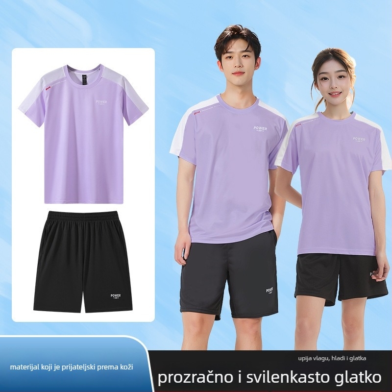 Set za trčanje na otvorenom: Ice Silk brzo‑sušeća majica, oprema za trening bicikliranja, unisex fitness odjeća