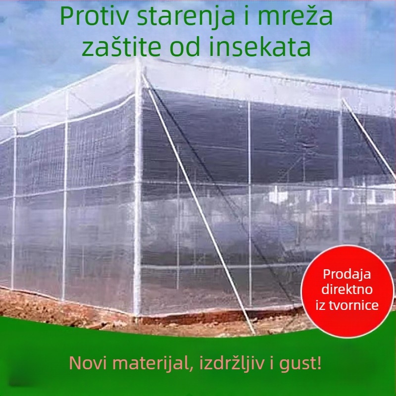 Polietilenska mreža protiv insekata za plastenike i voćke, otvori 14-120 mesh, promjer žice 10-20, duljina 100/200/300/500 m, vijek trajanja 3-5 godina