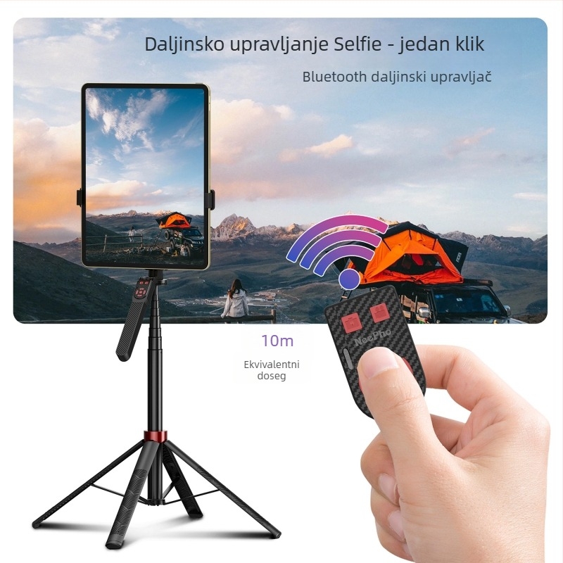 Nipai dvostruko pozicionirani selfie štapić sa stabilizacijom, proširiv, Bluetooth daljinski upravljač za telefone i tablete, ručni stabilizator za prijenos uživo