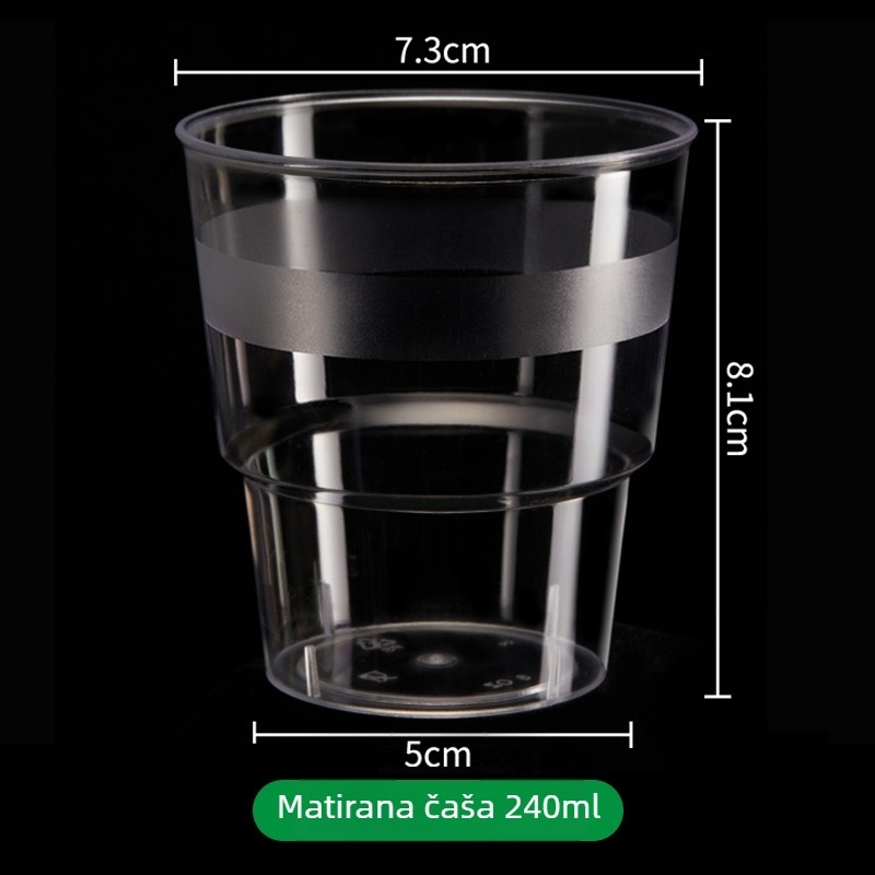 Jednokratna PS okrugla čaša, kapacitet 201–300 ml, otisak loga, mogućnost prilagodbe, nije kompatibilna s mikrovalnom pećnicom.
