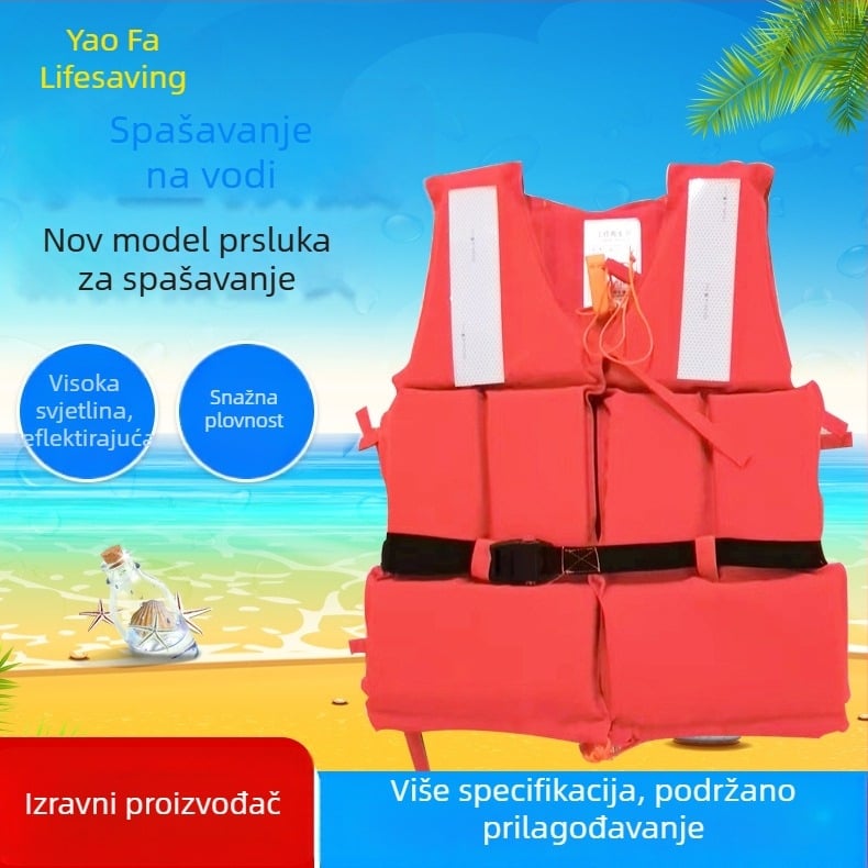Spasni prsluk s crvenom pjenom, visoka plovnost, uz izvještaj o ispitivanju, novi radni model, pjena protiv poplava