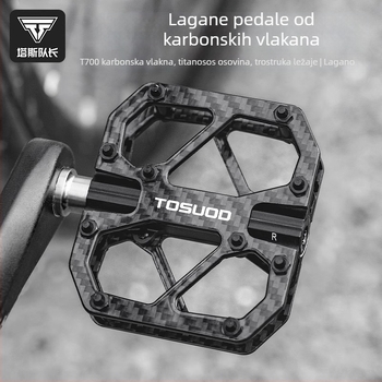 Pedale - karbonska vlakna, T700 titan osovina, za planinske i cestovne bicikle, model JT1231 Tosuod