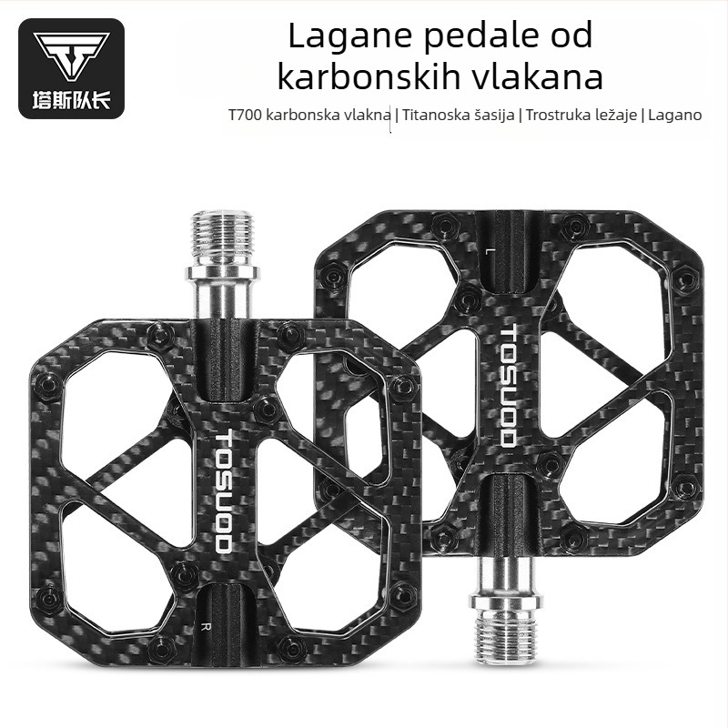 Pedale - karbonska vlakna, T700 titan osovina, za planinske i cestovne bicikle, model JT1231 Tosuod