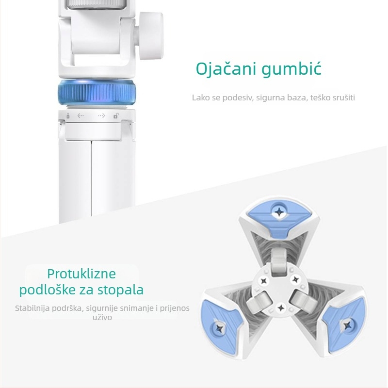 Pinsheng selfie štapić s Bluetooth daljinskim upravljanjem, 360° rotacija, aluminijska legura, univerzalna uporaba