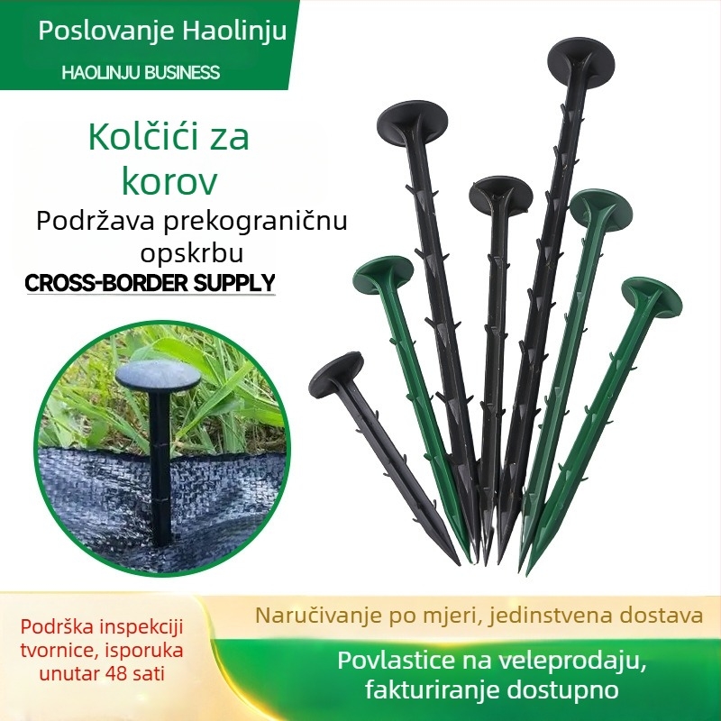 Plastični zemni klinovi s bodljama za učvršćivanje mreže protiv korova i sjenila