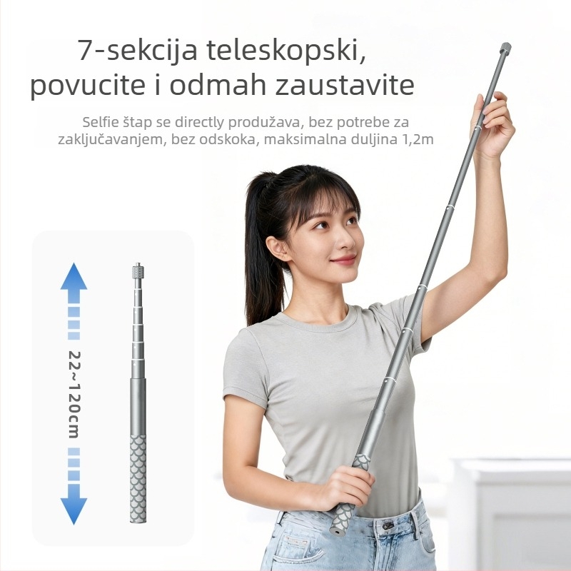 Beizhen Nevidljivi selfie štapić za Insta360, aluminijska zlitina, universalna kompatibilnost s X5, X4/X3, AcePro2 i GO3, prilagodljiva