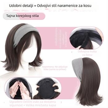 Perika s trakom za glavu Xian xin za žene, obrnuti bob, kovrče, vlakna otporna na toplinu, mehanička konstrukcija, nije za bojanje