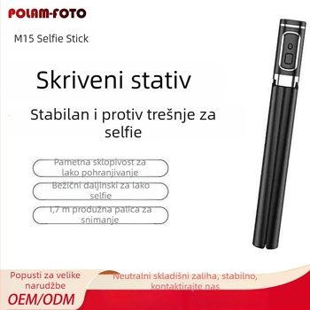 Selfie štap sa stativom i Bluetooth daljinskim upravljačem, aluminijski spoj, teleskop, dopunsko svjetlo, POLAM-FOTO M15