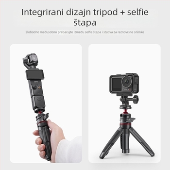Mini stolni stativ za DJI Pocket 3 — 3‑segmentno teleskopsko produženje, plastično kućište, univerzalni držač za mobitel, bez Bluetooth