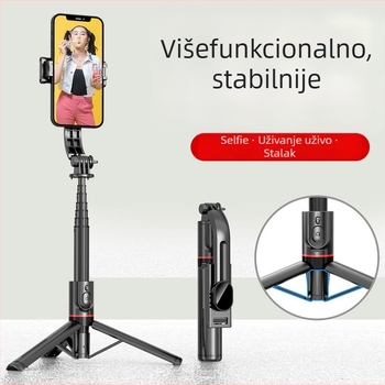 L12 selfie štap s izvlačivim stativom, 360° rotacija, daljinsko upravljanje uključeno, materijal: aluminij / nehrđajući čelik + ABS