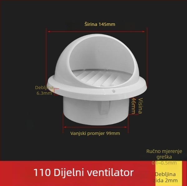 PVC kapica za ventilaciju cijevi, otporna na vjetar, kišu i insekte