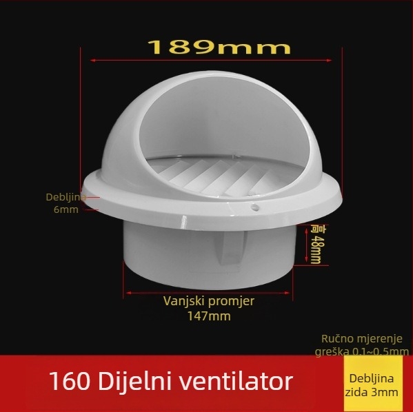 PVC kapica za ventilaciju cijevi, otporna na vjetar, kišu i insekte