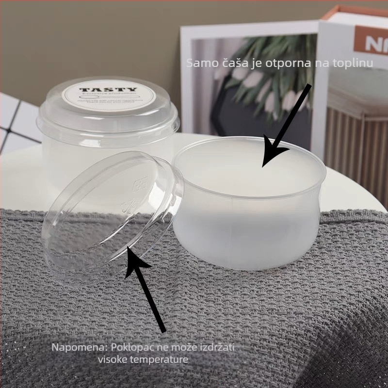 Karamel puding čašica, otporna na visoke temperature jednokratna plastična šalica s poklopcem, uključuje vilicu i žlicu, za pakiranje deserata, PP plast, s logotipom