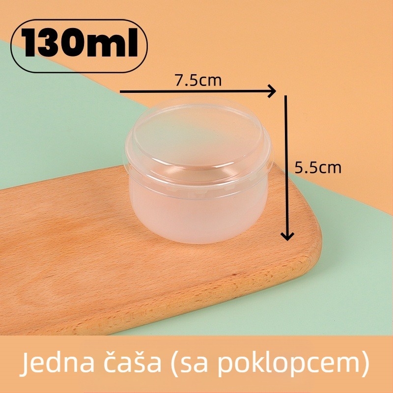 Karamel puding čašica, otporna na visoke temperature jednokratna plastična šalica s poklopcem, uključuje vilicu i žlicu, za pakiranje deserata, PP plast, s logotipom