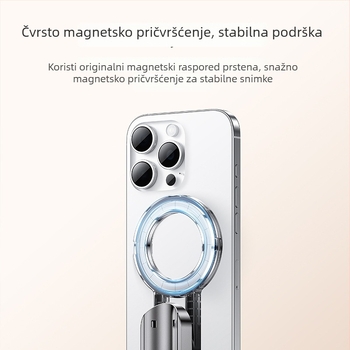 Yesido Magnetni klip za selfie, prijenosni teleskopski stativ od aluminijske legure, Bluetooth daljinski upravljač