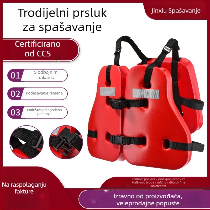 Trodjelna životna jakna, CCS certificirana, morski nacionalni standard, EVA materijal, za odrasle, namijenjena offshore naftnoj industriji