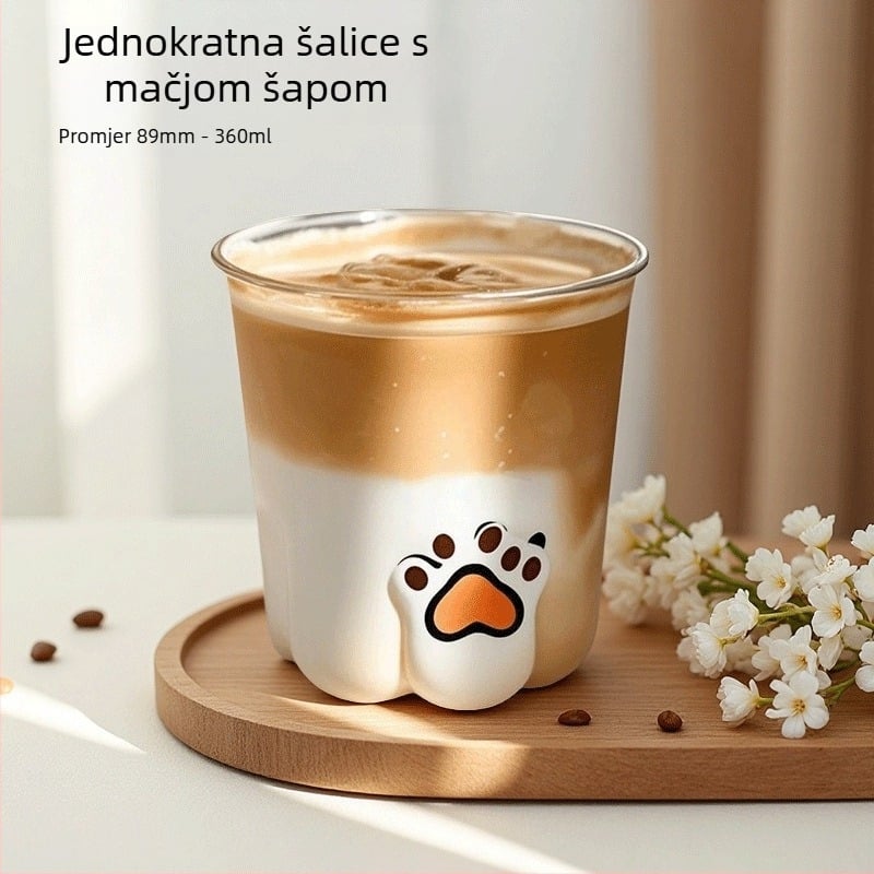 Jednokratna PET čaša s poklopcem, prozirna za hladna pića, kapaciteta 301–400 ml, ovalni oblik, moguć tisak logotipa