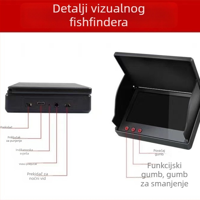 Podvodna ultra jasna ribolovna linija s vizualnom funkcijom – četverojezgrena, LiPo napajanje, raspon dubine 0,6–183 m