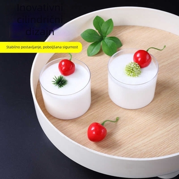 Jednokratna čaša s poklopcem za deserte — melamin, cilindrični oblik, pogodna za mousse, žele, puding i tortu