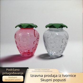 Jednokratna PET boca s motivom jagode, kapacitet 501–600 ml, okruglog oblika, biološki razgradiva, mogućnost ispisa logotipa